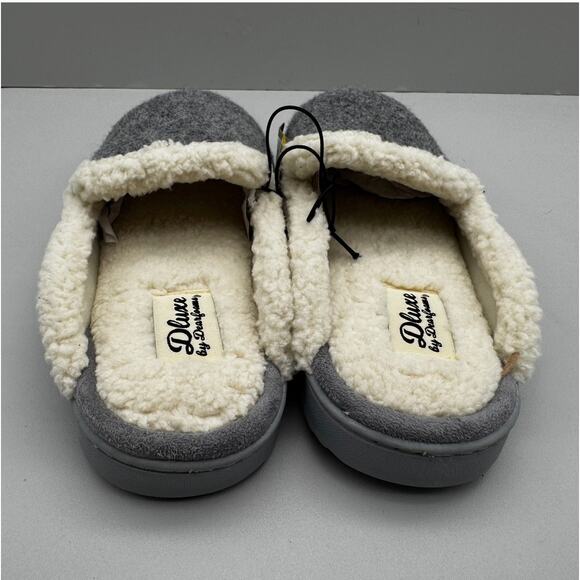 Dluxe by Dearfoams Slippers Womens 5-6 Gray Maci Felted Scuff Comfy Lounge Cozy - Picture 4 of 6